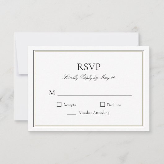 Eenvoudige klassieke typografische RSVP-reactiekaa RSVP Kaartje (Voorkant)
