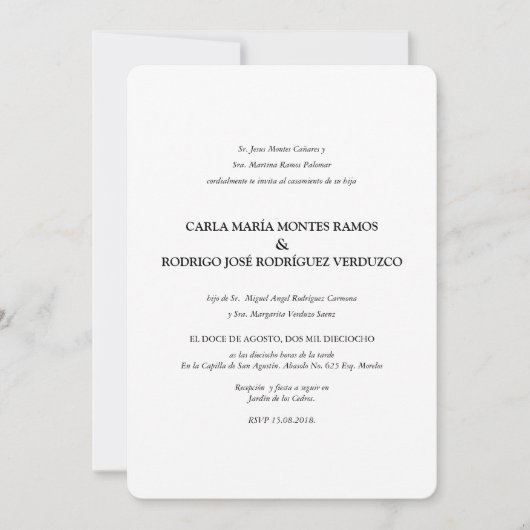 Eenvoudige klassieke uitnodiging tot huwelijk (Voorkant)