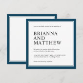 Eenvoudige klassieke vierkant marine en witte brui kaart (Voorkant / Achterkant)