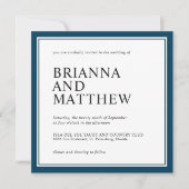 Eenvoudige klassieke vierkant marine en witte brui kaart (Voorkant)