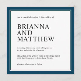 Eenvoudige klassieke vierkant marine en witte brui kaart