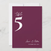 Eenvoudige Klassieke Wijnkleur Tafelnummer (Achterkant)