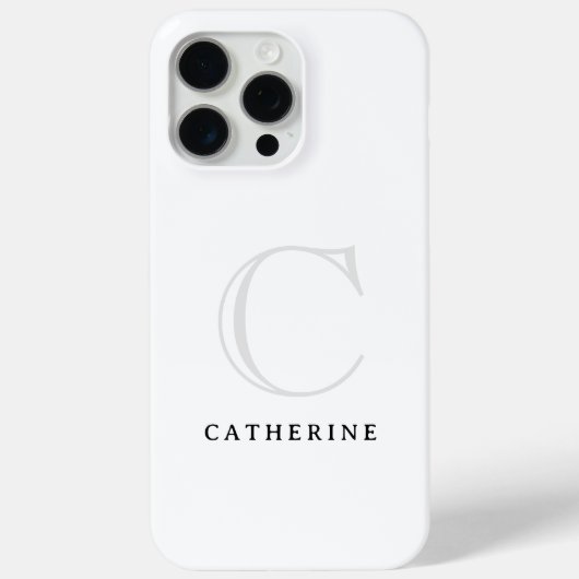 Eenvoudige klassieke witte script monogram Hoesje- Case-Mate iPhone Case (Achterkant)