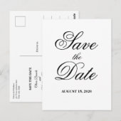 Eenvoudige klassieke witte & zwarte bruiloft Save  Briefkaart (Voorkant / Achterkant)