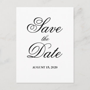 Eenvoudige klassieke witte & zwarte bruiloft Save  Briefkaart