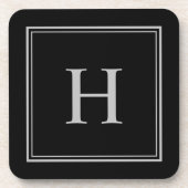 Eenvoudige Klassieke Zwart met Grijze Monogram Bier Onderzetter (Voorkant)