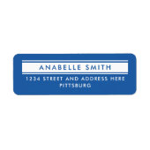 Eenvoudige klassieke zwart-wit blauwe retouradres  etiket (Voorkant)