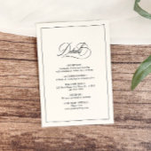 Eenvoudige klassieke zwart-wit bruiloft details informatiekaartje