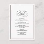 Eenvoudige klassieke zwart-wit bruiloft details informatiekaartje (Voorkant)