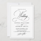 Eenvoudige klassieke zwart-wit bruiloft kaart (Voorkant)