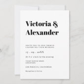 Eenvoudige klassieke zwart-wit bruiloft kaart (Voorkant)