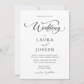 Eenvoudige klassieke zwart-wit bruiloft kaart (Voorkant)