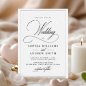 Eenvoudige klassieke zwart-wit bruiloft kaart