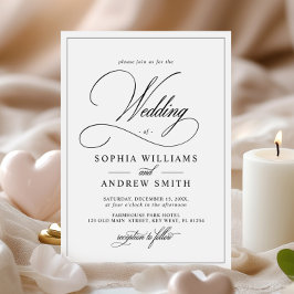 Eenvoudige klassieke zwart-wit bruiloft kaart