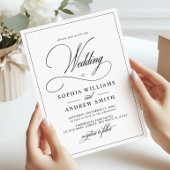 Eenvoudige klassieke zwart-wit bruiloft kaart