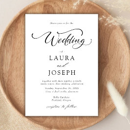 Eenvoudige klassieke zwart-wit bruiloft kaart