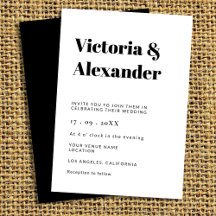 Eenvoudige klassieke zwart-wit bruiloft