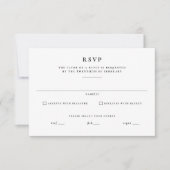 Eenvoudige klassieke zwart-wit bruiloft RSVP kaartje (Voorkant)