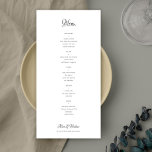 Eenvoudige klassieke zwart-wit budget bruiloft men flyer<br><div class="desc">Eenvoudige elegante romantische traditionele handschrift kalligrafie script minimalistische gepersonaliseerde chap budget bruiloft menu papier (adverteren type) flyer sjabloon. Gemakkelijk te personaliseren met uw gegevens! LEES DIT VOORDAT U EEN PRODUCT KOOPT! Dit is een budgetkaart gedrukt op een flyer (adverteren papier). Houd er rekening mee dat BUDGET PAPIER IS DUN -...</div>