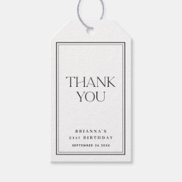 Eenvoudige klassieke zwart & wit dank u cadeaulabel