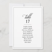 Eenvoudige Klassieke Zwart & Wit Trouwtafel Nummer Kaart (Voorkant)