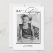 Eenvoudige Klassieke zwarte en witte feestelijke f Feestdagenkaart (Voorkant)