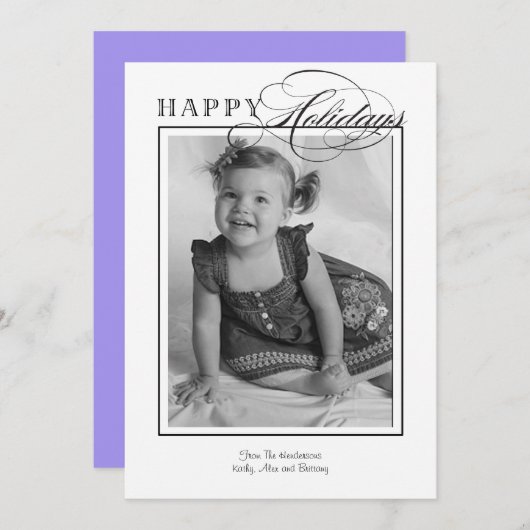 Eenvoudige Klassieke zwarte en witte feestelijke f Feestdagenkaart (Voorkant / Achterkant)