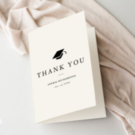 Eenvoudige Klassieke Zwarte en Witte Foto Afstudee Bedankkaart