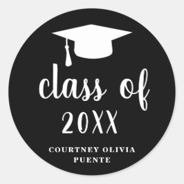 Eenvoudige klassieke zwarte gradup ronde sticker