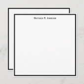 Eenvoudige klassieke, zwarte grens, aangepaste vie notitiekaartje (Voorkant / Achterkant)