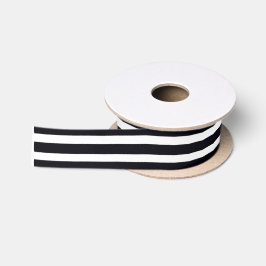 Eenvoudige Klassieke Zwarte & Witte Strepen 1.5” 2 Satijnen Lint
