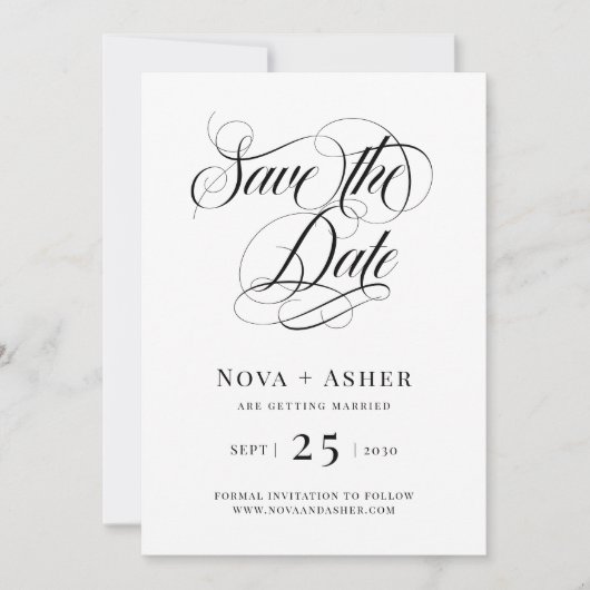 Eenvoudige klassiekers Elegant Modern Classic Save The Date (Voorkant)