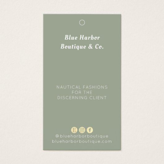 Eenvoudige kledingwinkel Sage Green Retail Prijs l Visitekaartje (Voorkant)