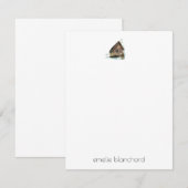 Eenvoudige kleine cabine gepersonaliseerd notitiekaartje (Voorkant / Achterkant)