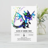 Eenvoudige kleine draak digitale jongen verjaardag kaart (Staand voorkant)