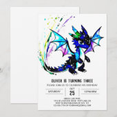 Eenvoudige kleine draak digitale jongen verjaardag kaart (Voorkant / Achterkant)