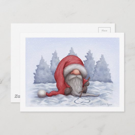 Eenvoudige kleine kerstman briefkaart (Voorkant / Achterkant)