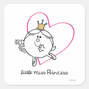 Eenvoudige kleine Miss Princess   Roze Hart Vierkante Sticker