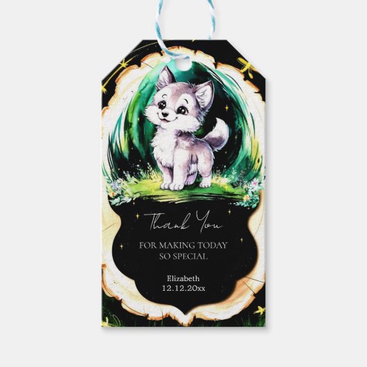 Eenvoudige kleine wolf Baby shower Cadeaulabel (Voorkant)