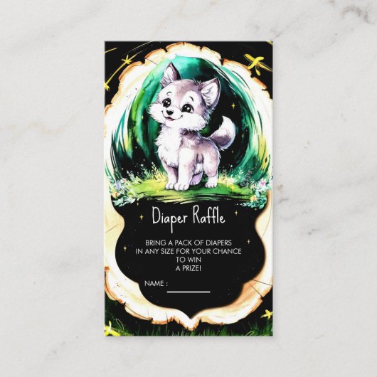Eenvoudige kleine wolf Baby shower Informatiekaartje (Voorkant)