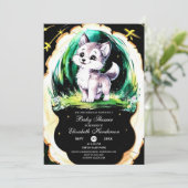 Eenvoudige kleine wolf Baby shower Kaart (Staand voorkant)