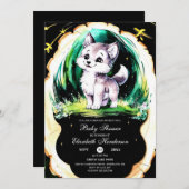 Eenvoudige kleine wolf Baby shower Kaart (Voorkant / Achterkant)