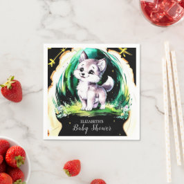 Eenvoudige kleine wolf Baby shower Servet