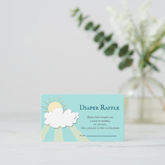 Eenvoudige kleine zonneschijnse Baby shower, luier Informatiekaartje (Staand voorkant)