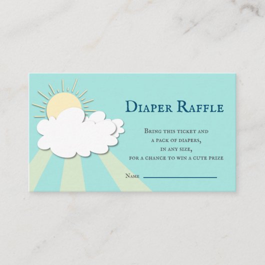 Eenvoudige kleine zonneschijnse Baby shower, luier Informatiekaartje (Voorkant)