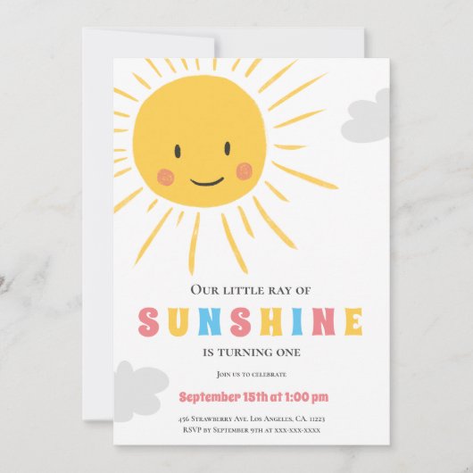 Eenvoudige kleine zonneschijnse Kind eerste verjaa Kaart (Voorkant)