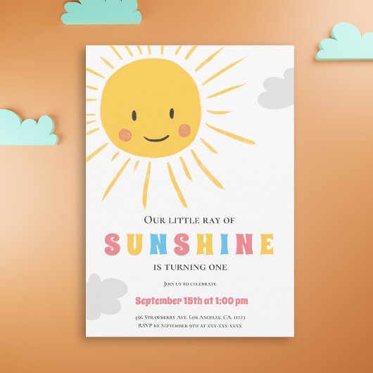 Eenvoudige kleine zonneschijnse Kind eerste verjaa Kaart