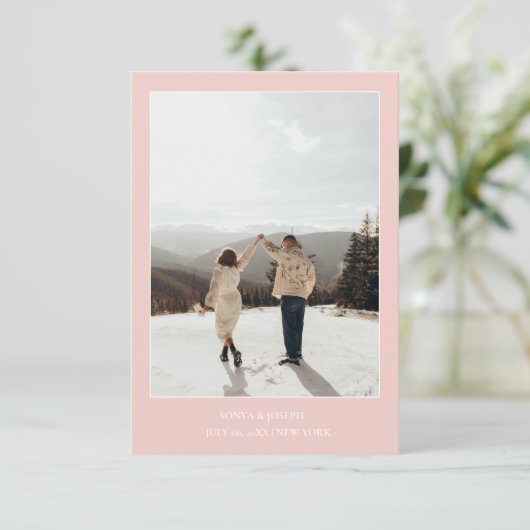 Eenvoudige Kleur Eenvoudige Tekst en Foto / Huweli Save The Date (Staand voorkant)