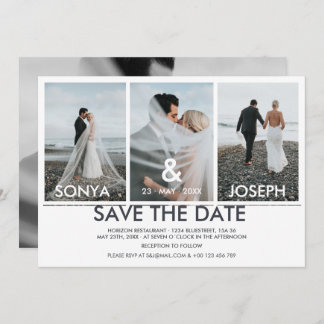 Eenvoudige Kleur Eenvoudige Tekst en Foto Save The Kaart