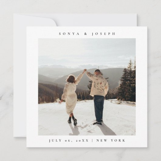 Eenvoudige Kleur Eenvoudige Tekst en Foto Save The Save The Date (Voorkant)